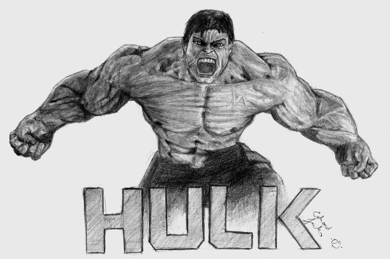 Realistic Pencil Hulk Drawing bestpencildrawing
