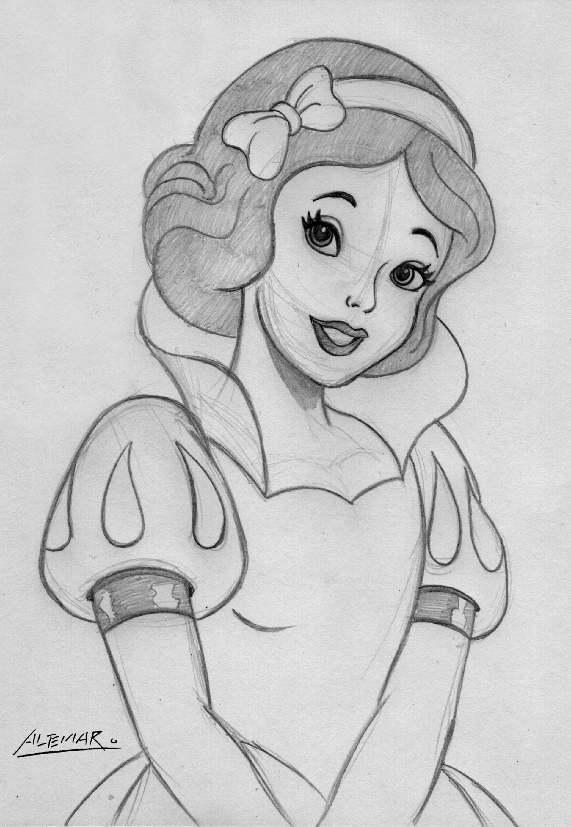 Snow White Drawing, Pencil, Sketch, Colorful, Realistic Art Images