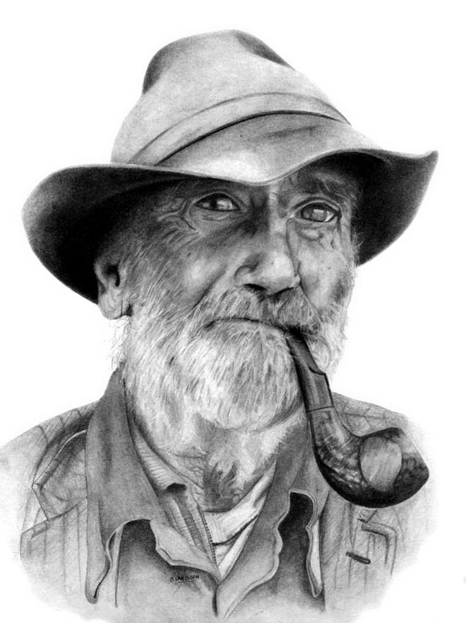 Old Man Drawing, Pencil, Sketch, Colorful, Realistic Art Images