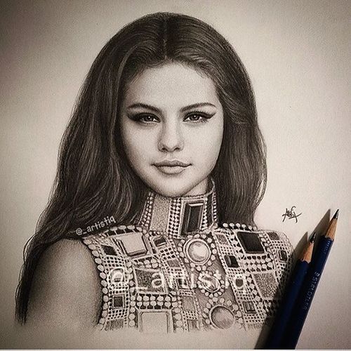 Selena Gomez Realistic Drawing