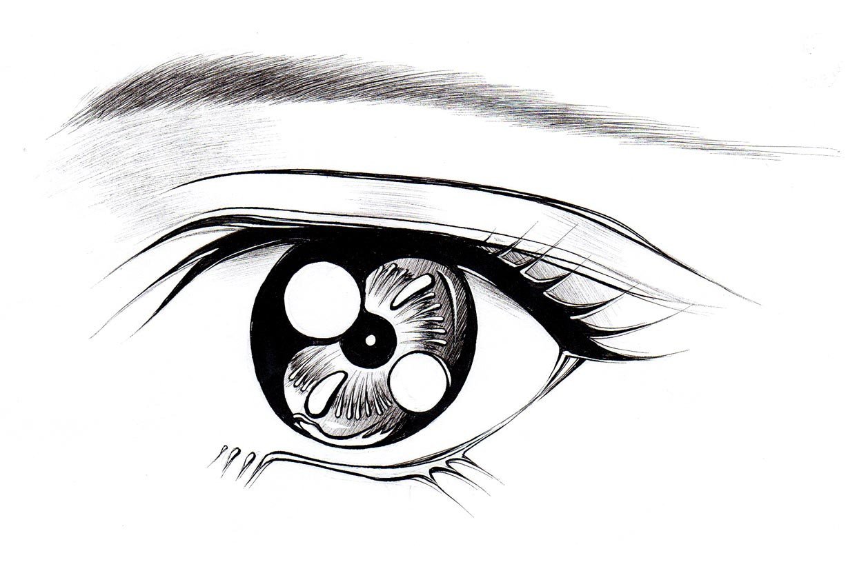 Black White Realistic Drawing Eye Stock Illustration 2096901835 |  Shutterstock