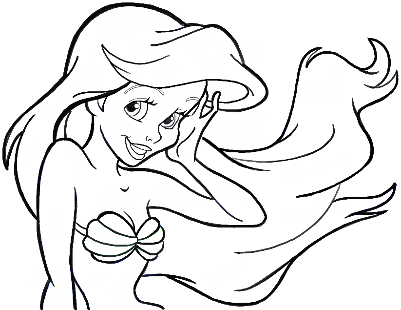 Princess Ariel Drawing Face, HD Png Download , Transparent Png Image -  PNGitem