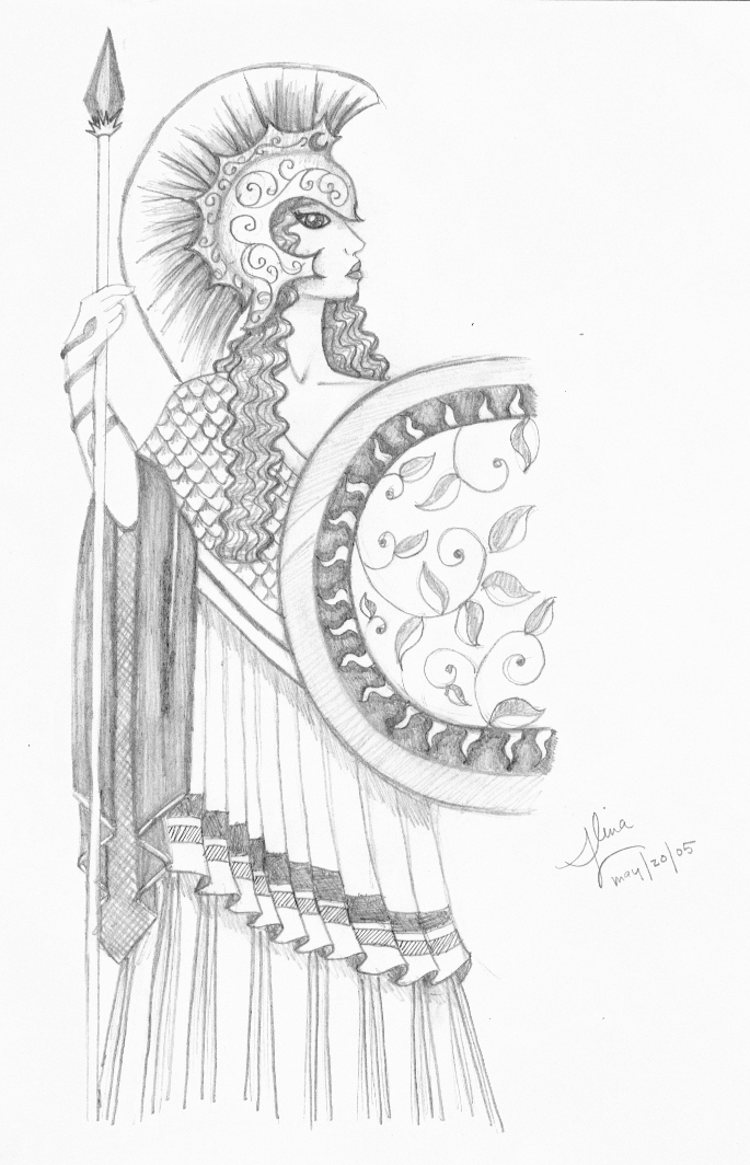 Athena Drawing, Pencil, Sketch, Colorful, Realistic Art Images ...