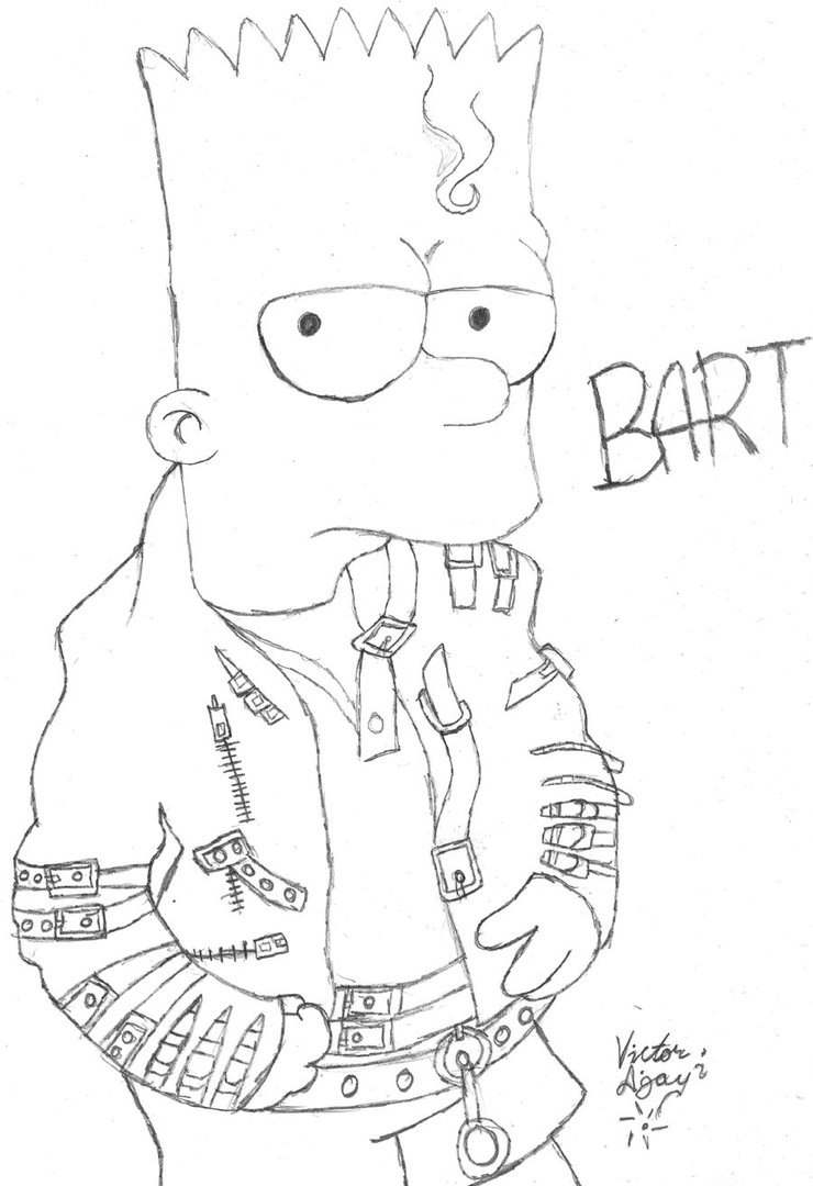 How To Draw Bart Simpson Gangster