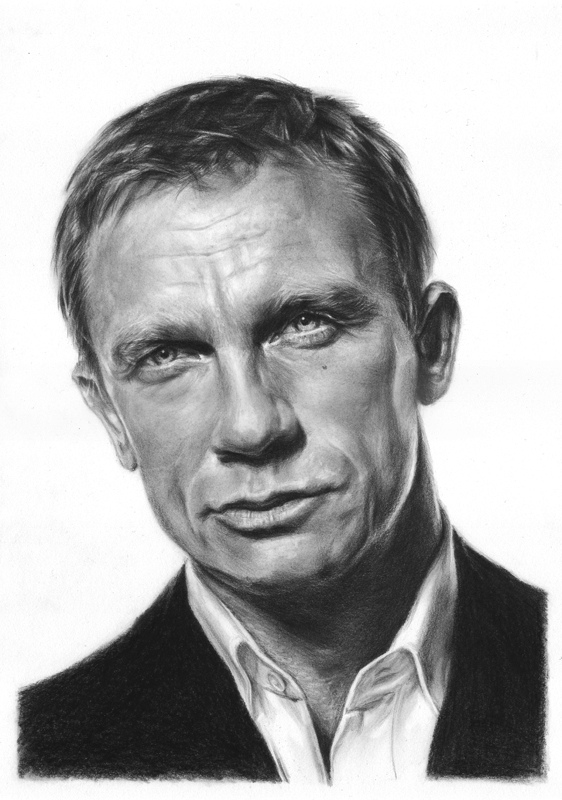A4 Art Graphite Pencil Sketch Drawing Daniel Craig as James Bond 007 a |  eBay
