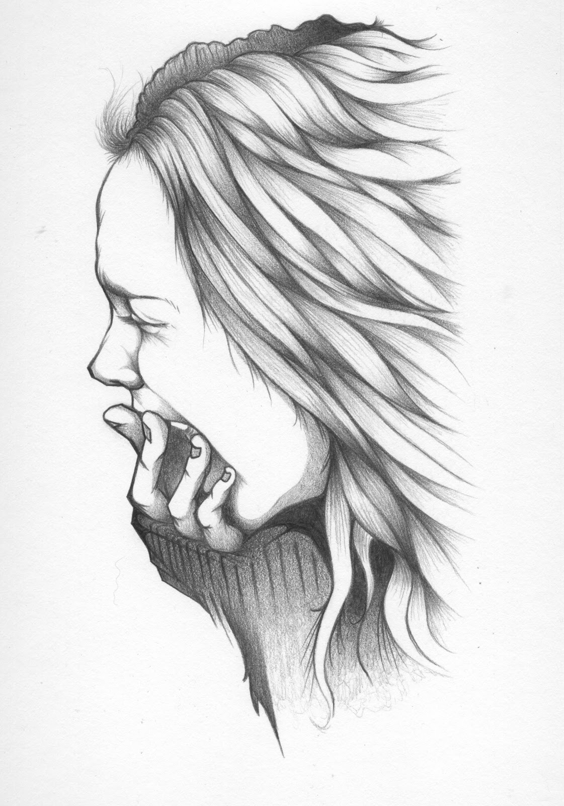 depressed girl sketch
