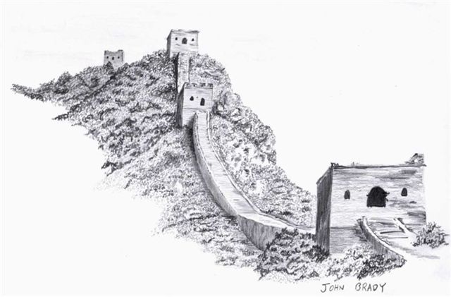 Great Wall Of China Drawing Pencil Sketch Colorful Realistic Art Images Drawing Skill