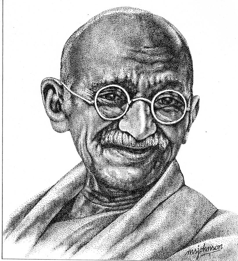 Gandhiji Miniature Pencil Sketch  Meghnaunnicom