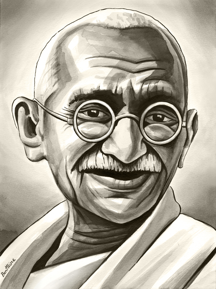 Black White Mahatma Gandhi Sketch Isolated Stock Photo 5497477 |  Shutterstock