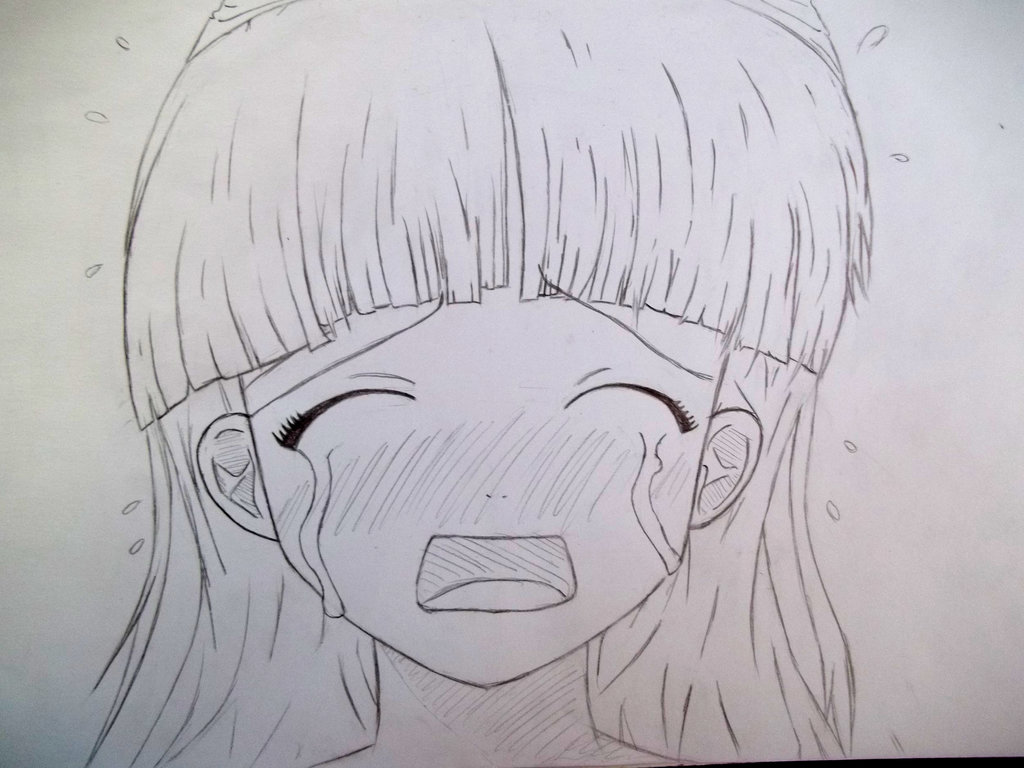 how to draw a crying anime girl step by step