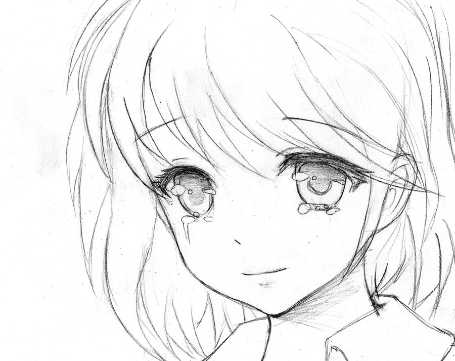 Sad anime girl with letter stock vector Illustration of black  27633385