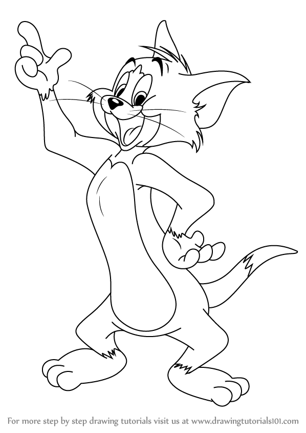 Tom Drawing Colour - Tom And Jerry Drawing With Colour, HD Png Download -  kindpng