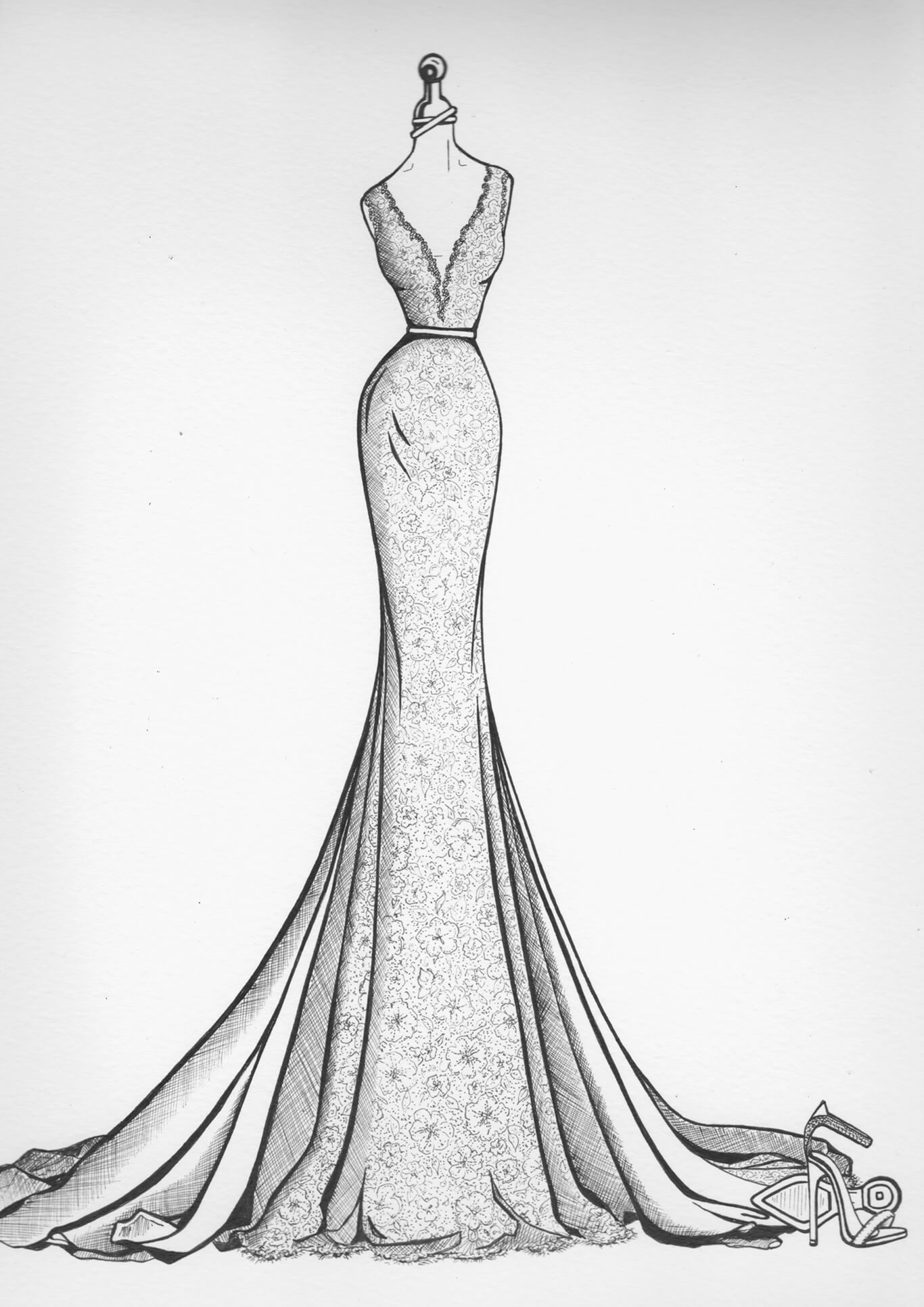 Dress Design Drawing  How To Draw A Dress Design Step By Step
