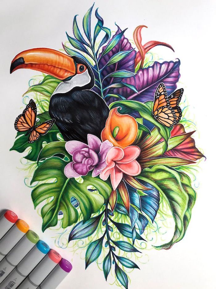 colorful drawings of flowers