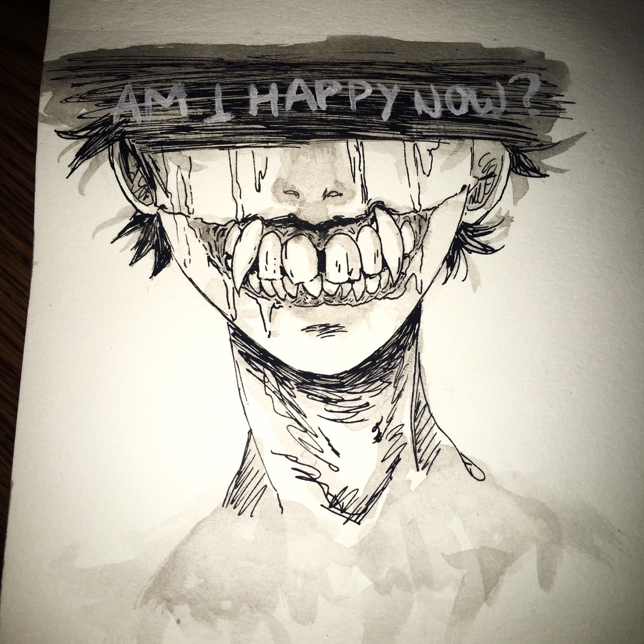 Realistic Creepy Smile Drawing