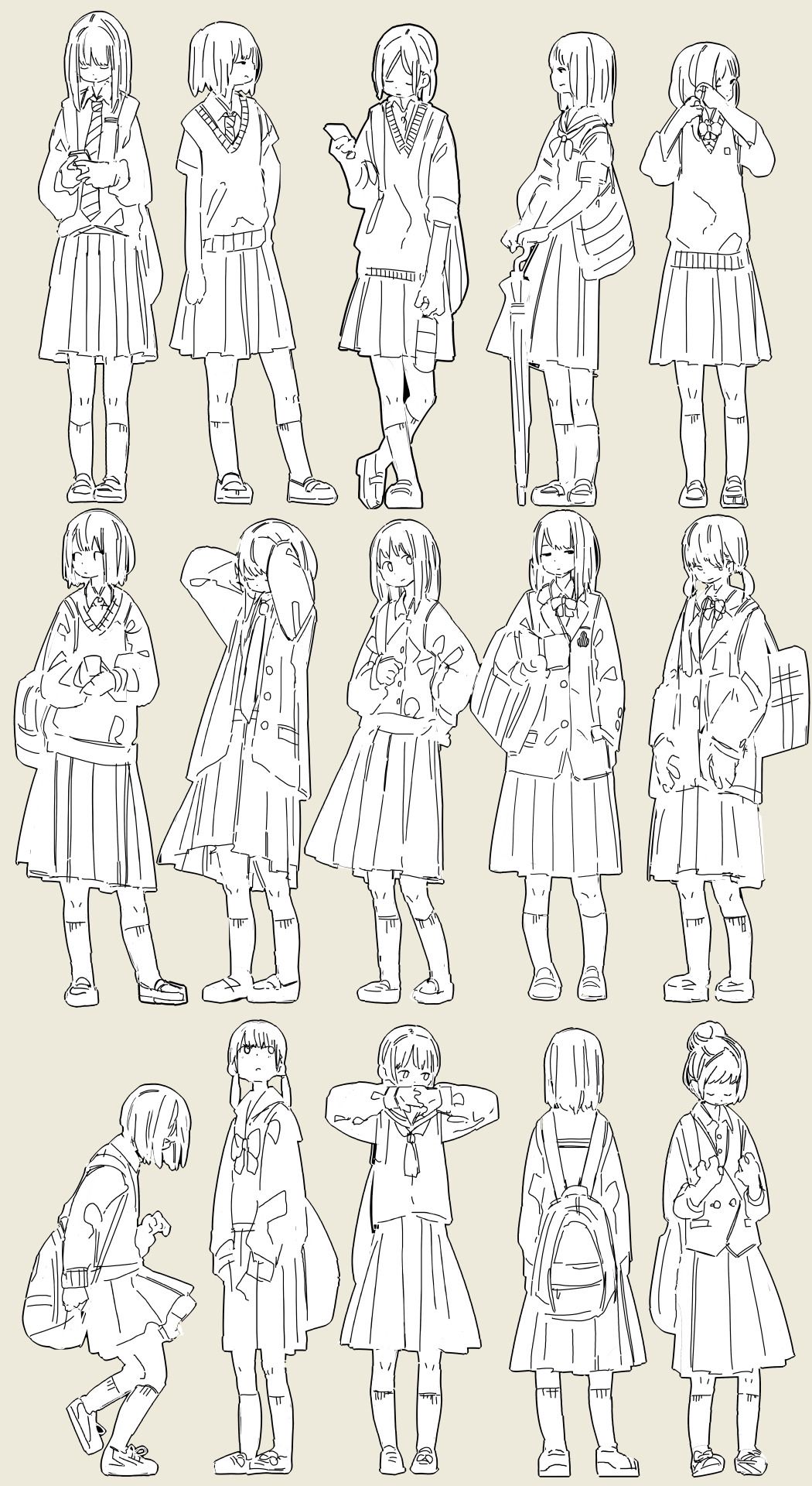 Anime Girl Poses - Free Drawing References