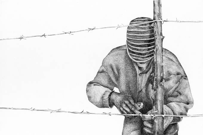 Barbed Wire Drawing Beautiful Image