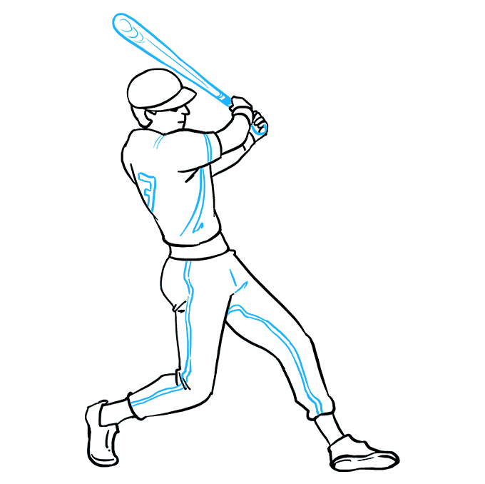 Baseball Player Drawing High-Quality