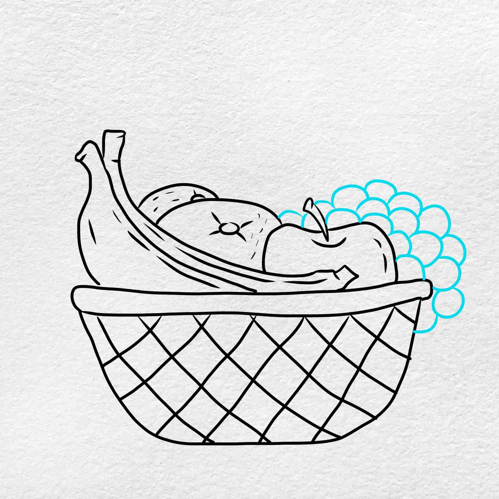 Basket Fruit Art Drawing