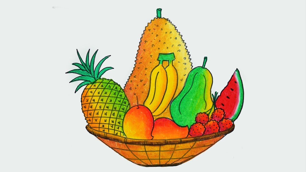 Basket Fruit Drawing Pic