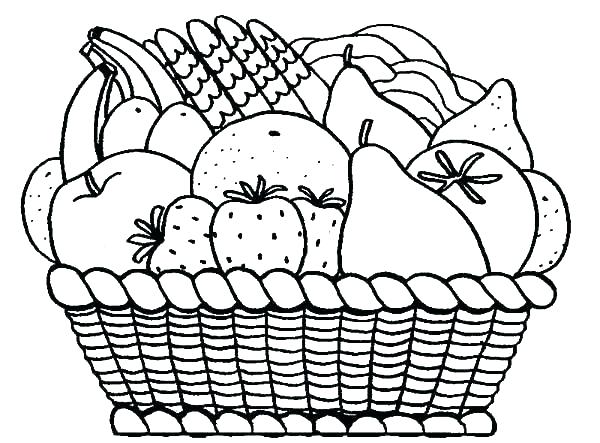 Basket Fruit Drawing Picture