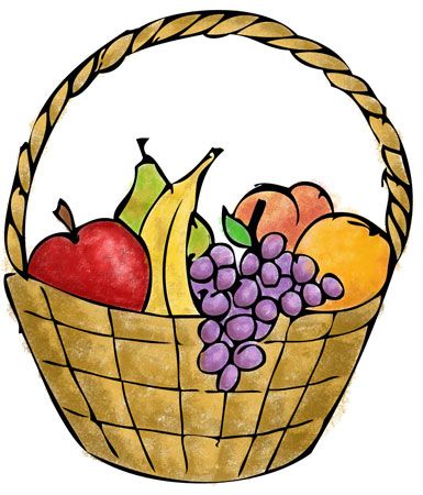 Basket Fruit Drawing Pictures