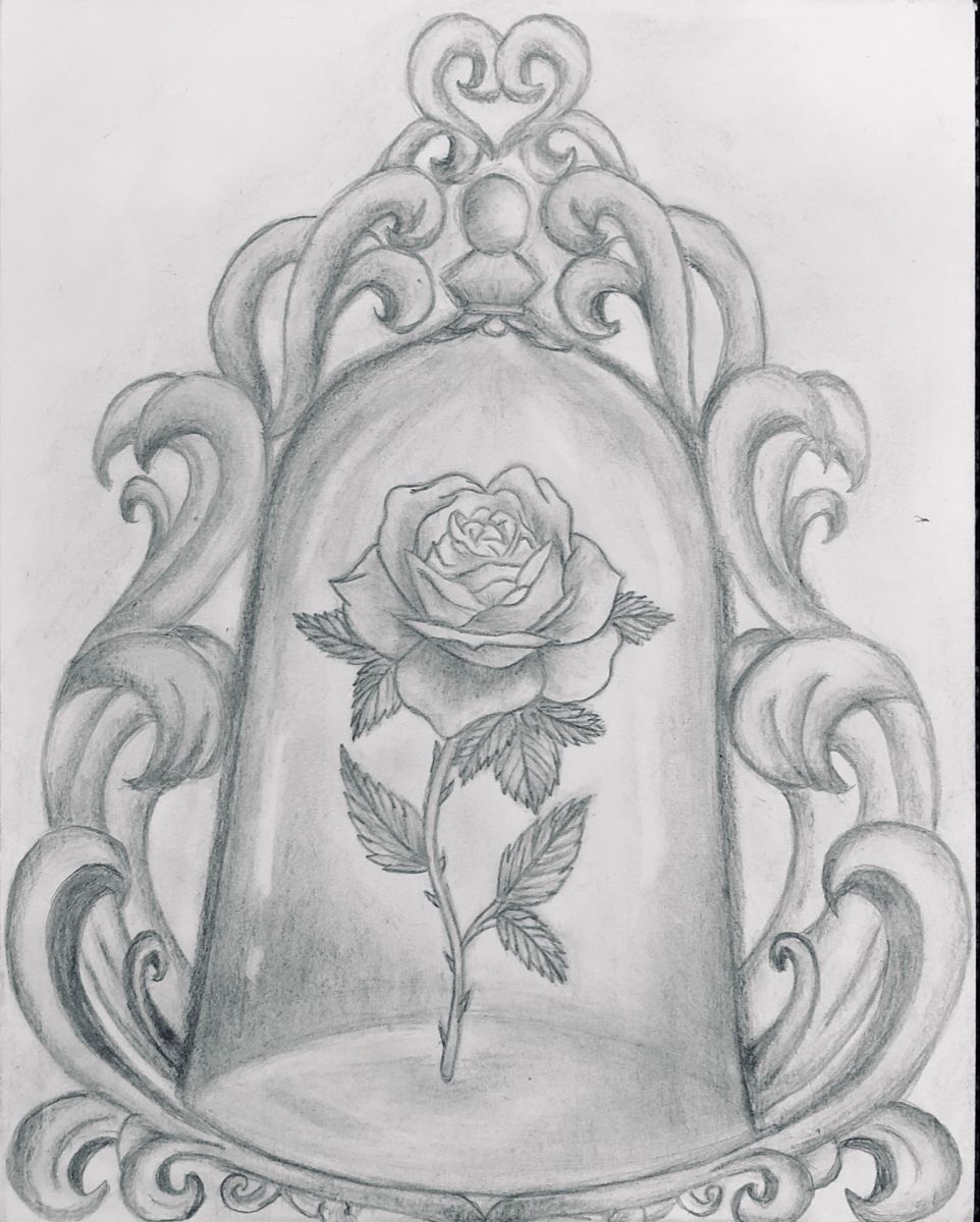 Beauty And The Beast Rose Drawing High-Quality