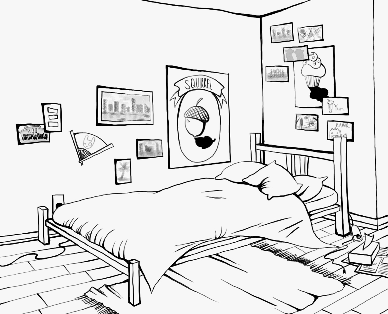 Bed Art Drawing