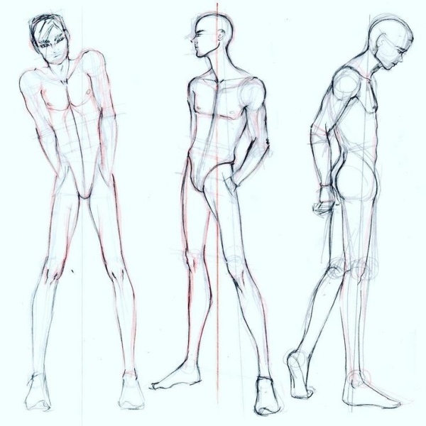 How to Draw a Manga Male Body Front 34 and Side View  YouTube
