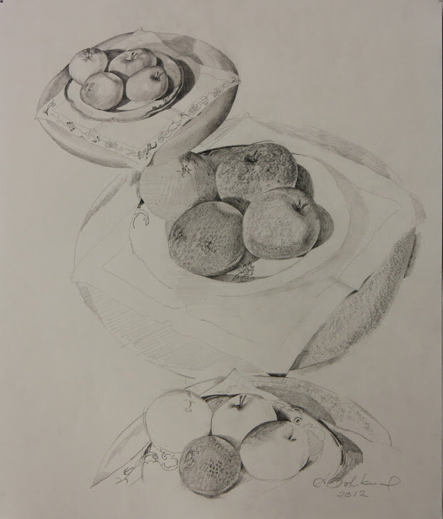 Bowl Fruit Drawing Picture