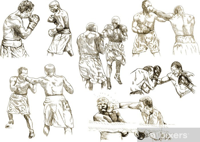 boxing match – snapshots (hand drawing collection of sketches)