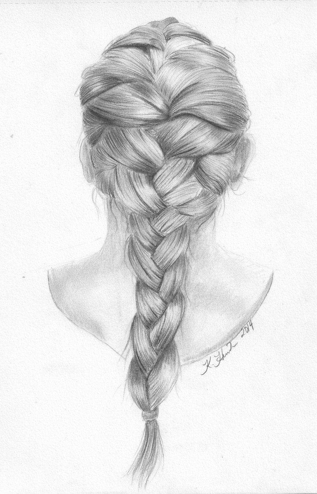 Braided Hair Drawing Art