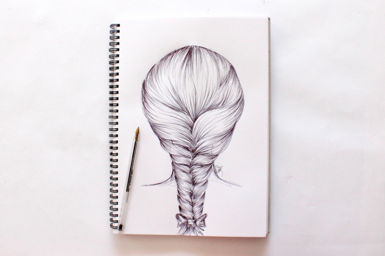 Braided Hair Drawing Beautiful Art