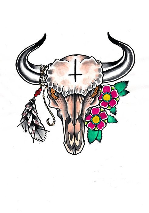 Bull Skull Drawing Art