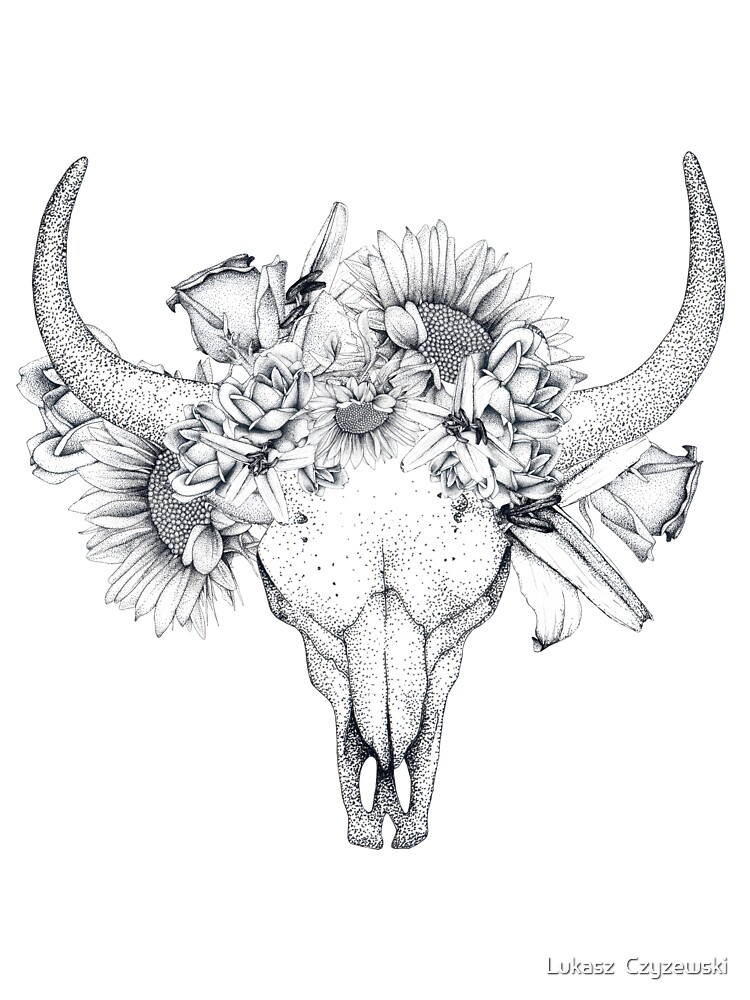 Bull Skull Drawing Pic