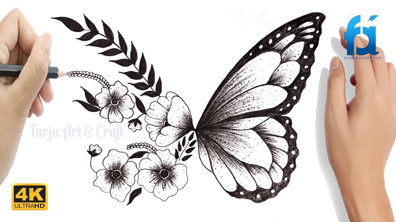 Butterflies and Flowers Best Drawing