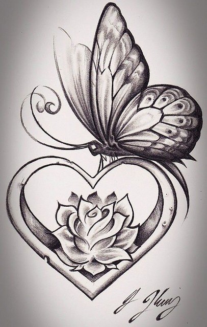 Butterflies and Flowers Drawing