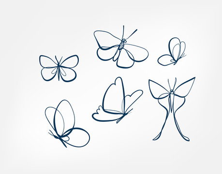 Butterfly Line Drawing High-Quality