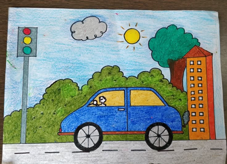 Car For Kids Drawing Beautiful Art