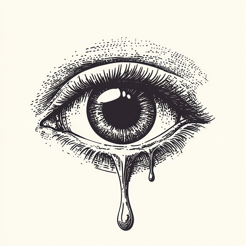 Crying eye art illustration vintage.