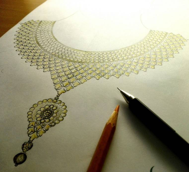 How To Draw Gold Necklace Design