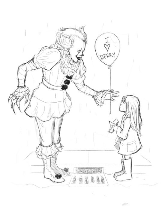 Pennywise Full Body Drawing Sketch