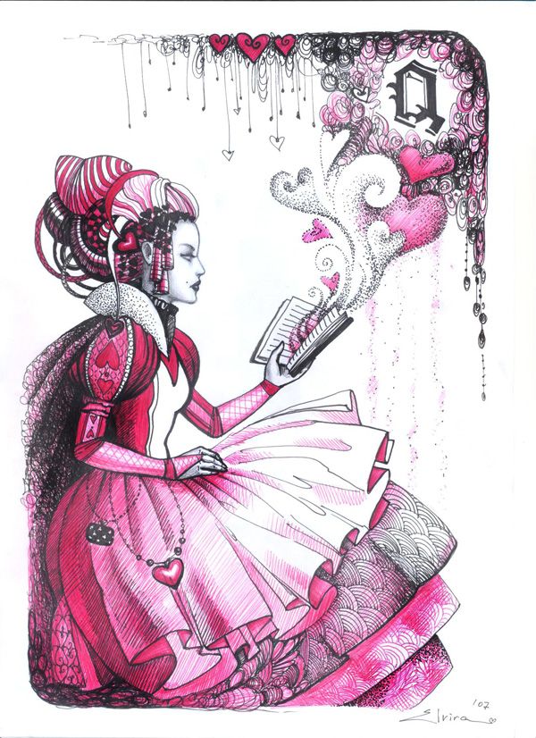 Queen of Hearts Drawing Art