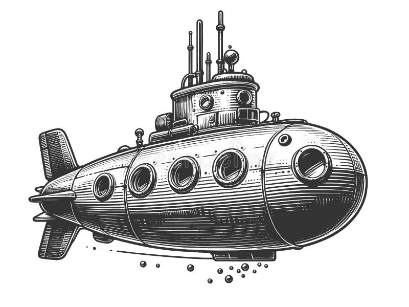 Submarine Drawing High-Quality