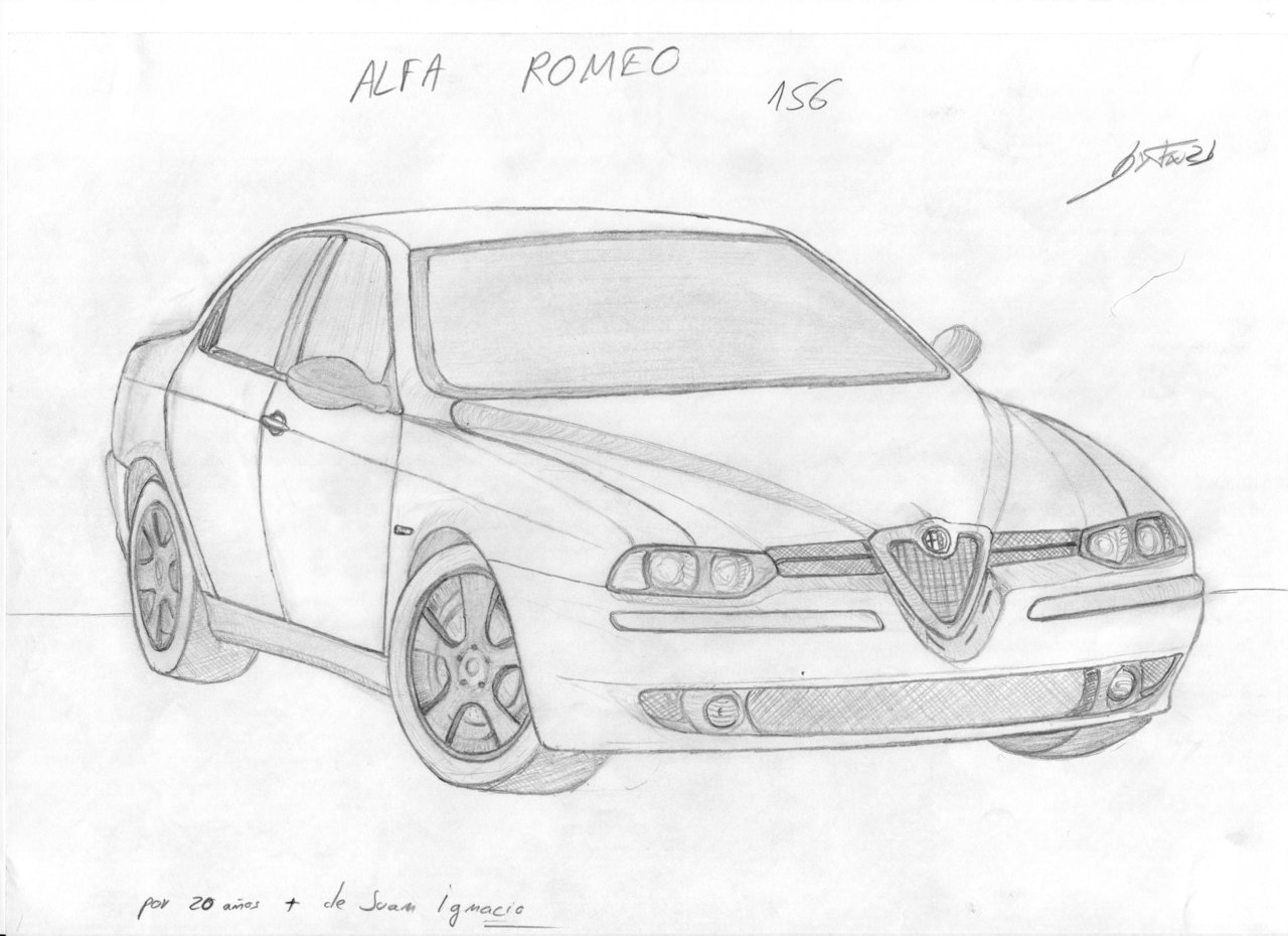Alfa Romeo Drawing, Pencil, Sketch, Colorful, Realistic Art Images