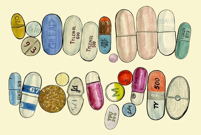 Pills Drawing, Pencil, Sketch, Colorful, Realistic Art Images Drawing