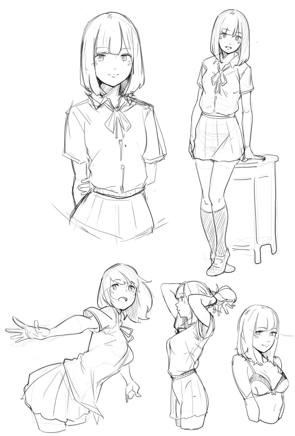アニメ 女の子 ポーズ パック - Anime Girl Pose Pack - CLIP STUDIO ASSETS