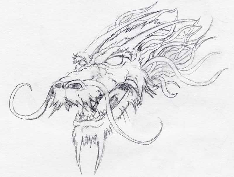 chinese dragon head outline