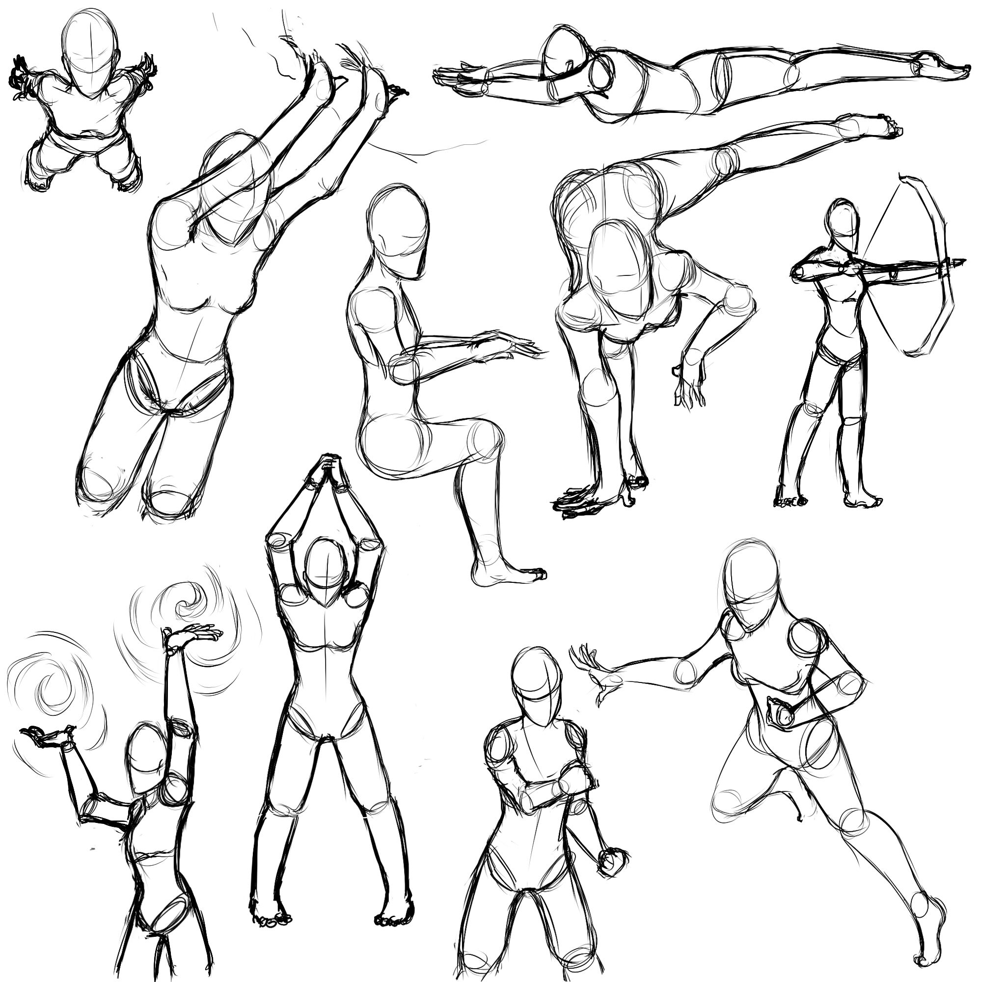 Tried to draw some dynamic poses from imagination : r/DigitalArt