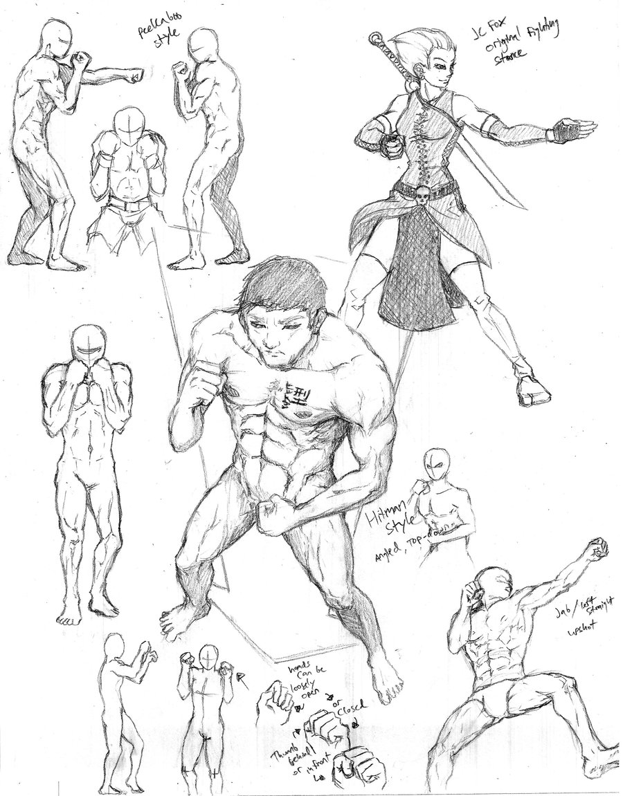 Fighting poses study by RhoviArt on DeviantArt